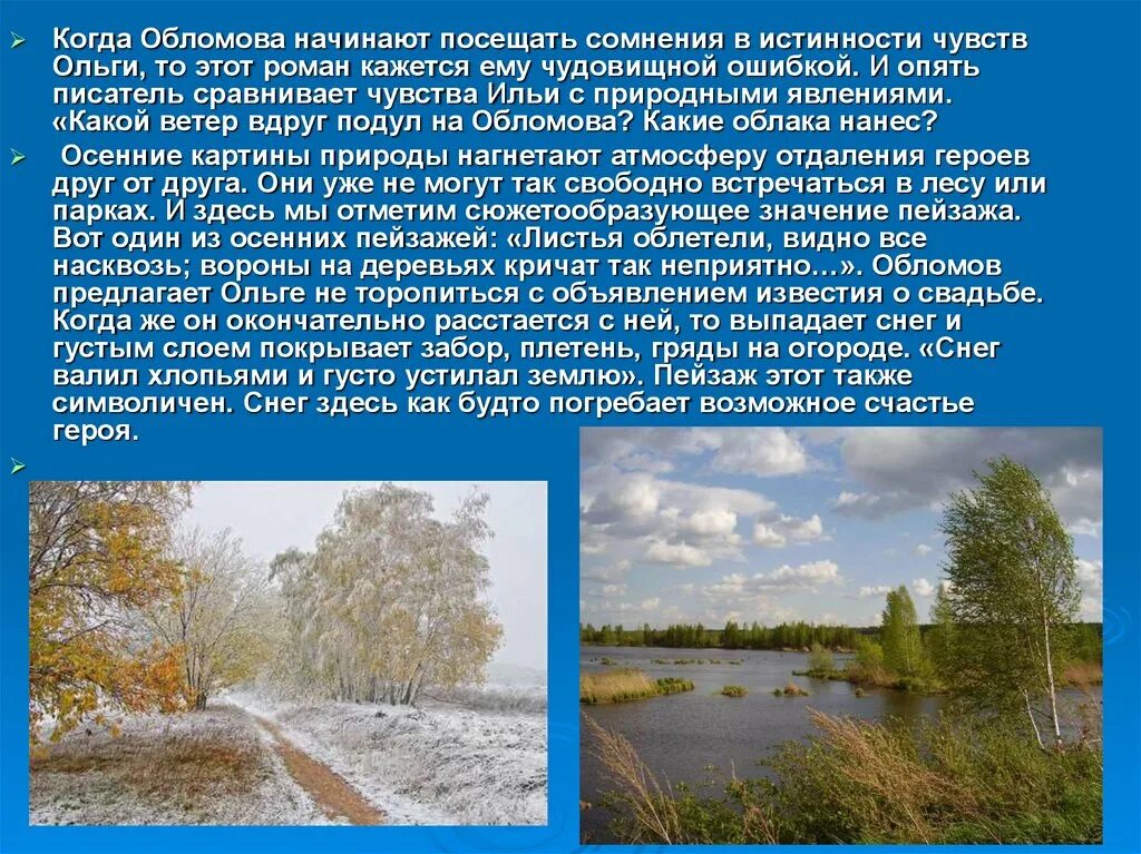 Какова роль природы в романе. Роль пейзажа в Обломове. Пейзаж в произведении Обломова. Описание пейзажа. Природа в романе Обломов.