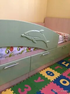 Кровать детская дельфин с ящиками и бортиком