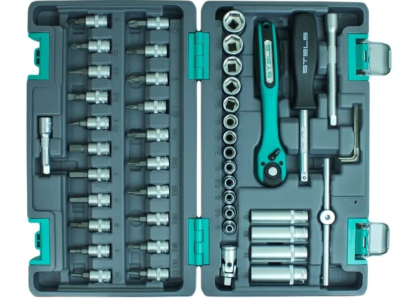 Stels 1 2 1 4 crv. Набор инструментов stels 14099. набор инструментов, 1/4&quot;, cr-v, s2, усиленный кейс, 47 предм.// stels. набор стелс 47 предметов. набор инструментов stels 1/4&#039;, cr-v, s2, предметов: 47, кейс, арт. 14099.
