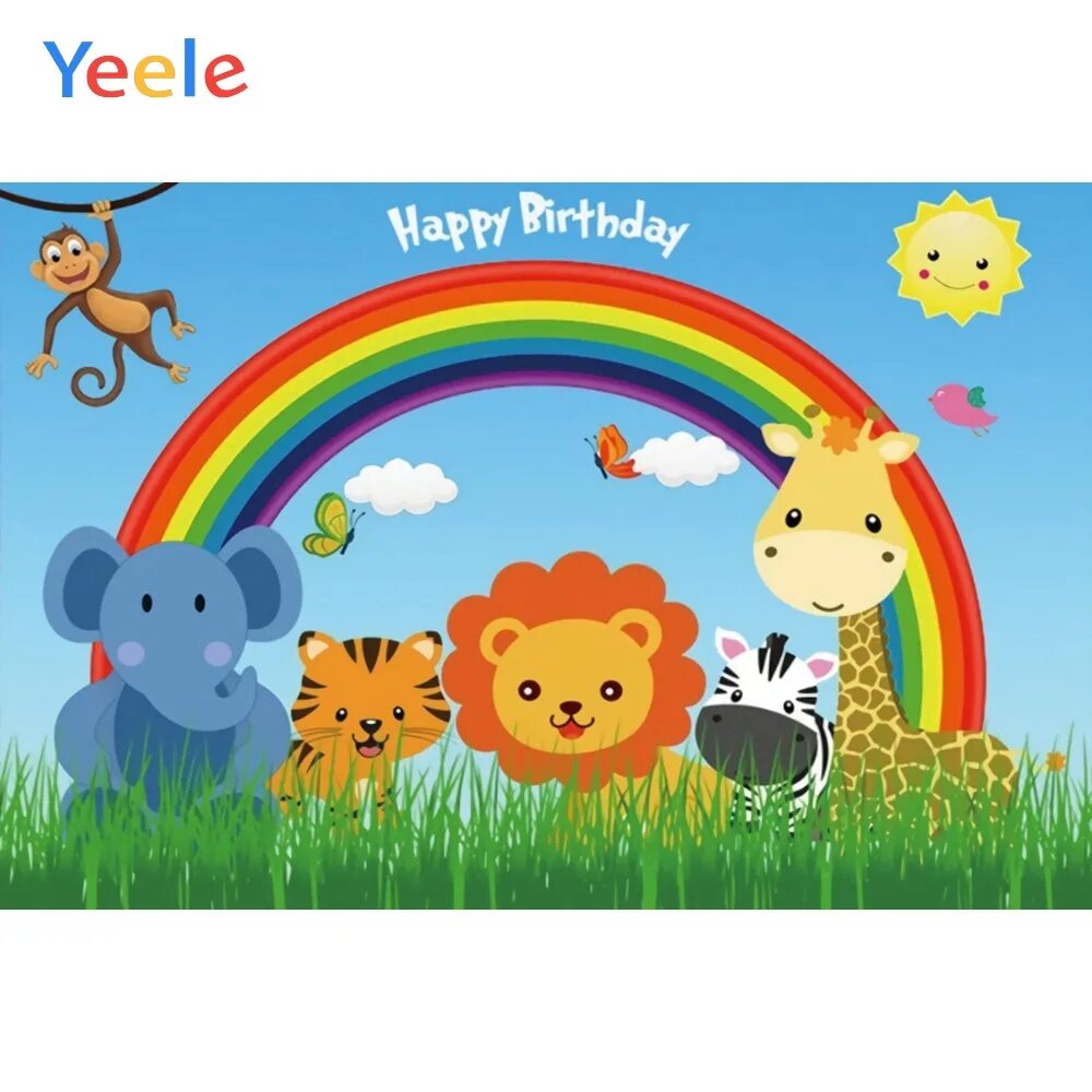 Rainbow animals. Набор сафари Радуга. Baby Birthday Party animal Wallpaper.