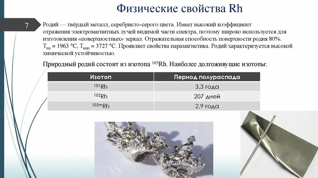 Какие металлы серебристого белого цвета. Физические свойства родия. Металлы серебристого цвета. Металлический родий (rh). Родий химические свойства.