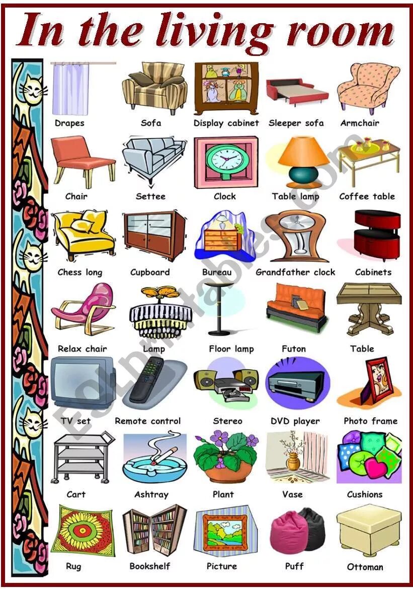 Английский язык комната картинки. Мебель на английском языке. Предметы мебели на английском. Мебель на английском языке для детей. Тема мебель на английском.