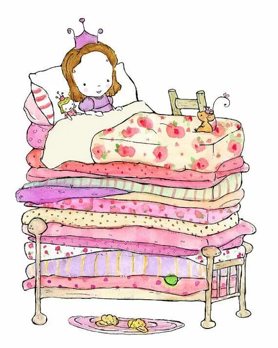 Какой предмет мешал спать принцессе всю ночь. Принцесса на горошине. Принцесса на горошине иллюстрации. Принцесса на горошине рисунок. Кровать принцессы на горошине.