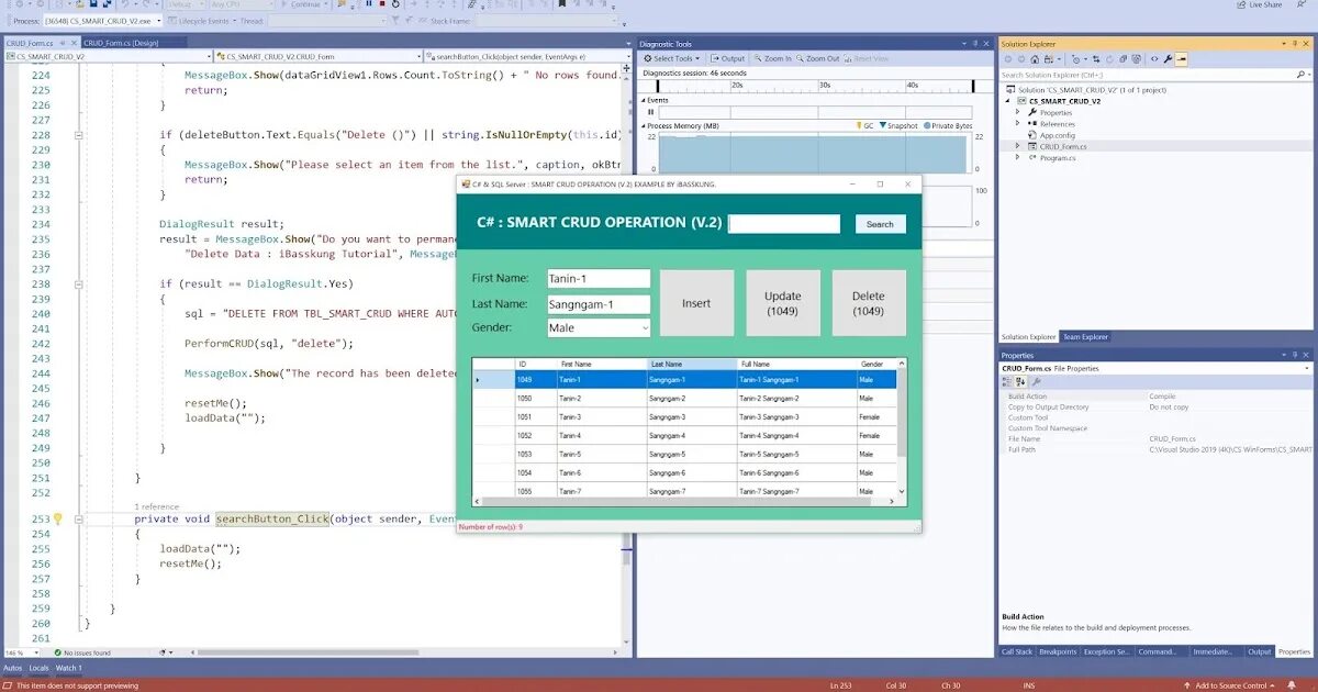 Windows form c sql. Crud операции. crud операции sql. crud  операции sql код. crud c# приложение.