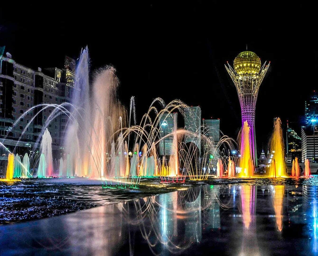 Какой день в астане. Аллея поющих фонтанов Астана. Казахстан Байтерек фонтан. Нурсултан город фонтаны.