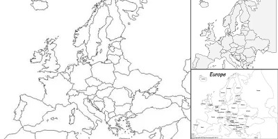 карта европы со столицами черно белая