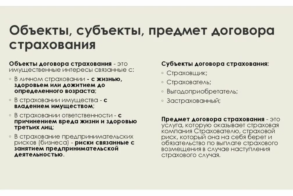 Объектом договора страхования является