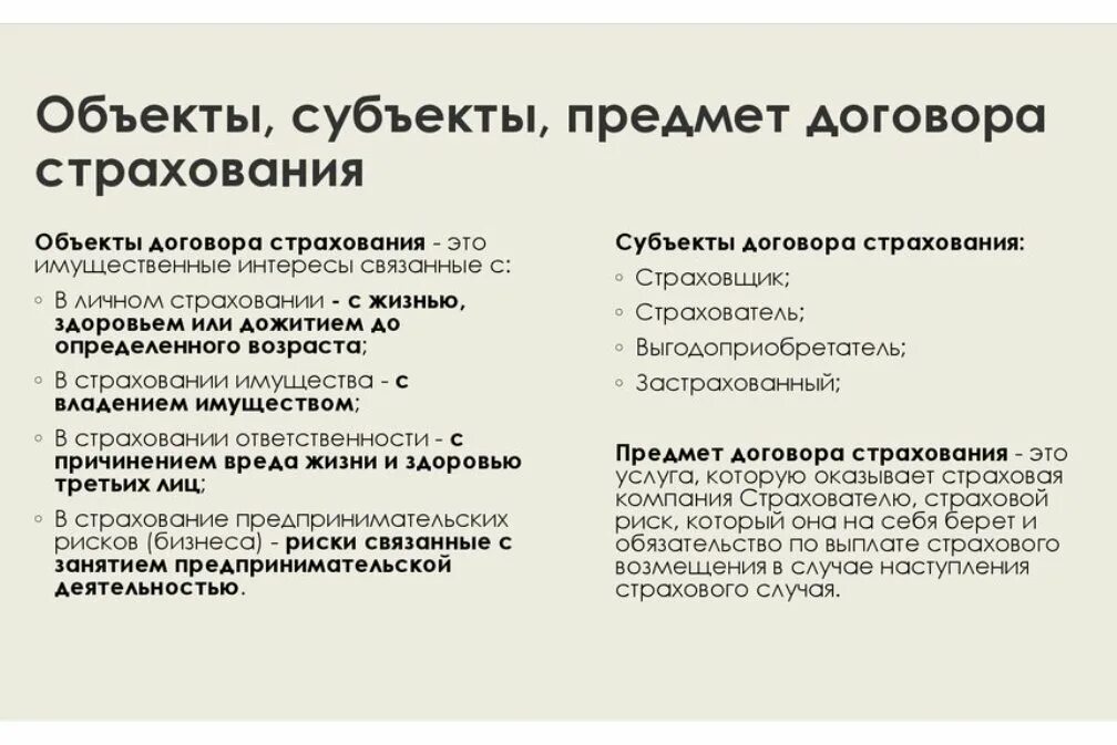 4 объект страхования. Предмет договора личного страхования. Объекты, субъекты, предмет договора страхования и страховые риски. Субъекты личного страхования. Договор страхования предмет договора.