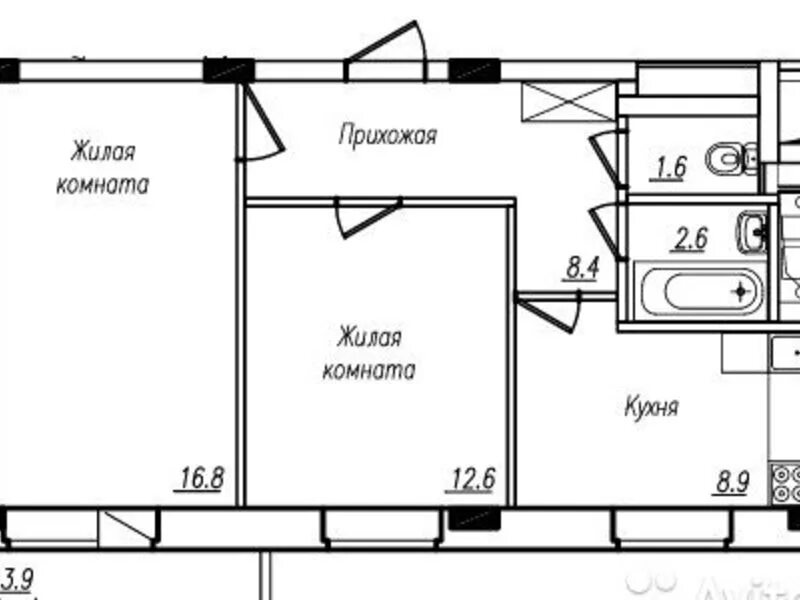 Купить двухкомнатную пушкино. Жилая площадь двухкомнатной квартиры. Проект квартиры 52 кв м. Площадь двухкомнатной квартиры в новостройке. Новое Пушкино 2 комнатная квартира 52.1 план.