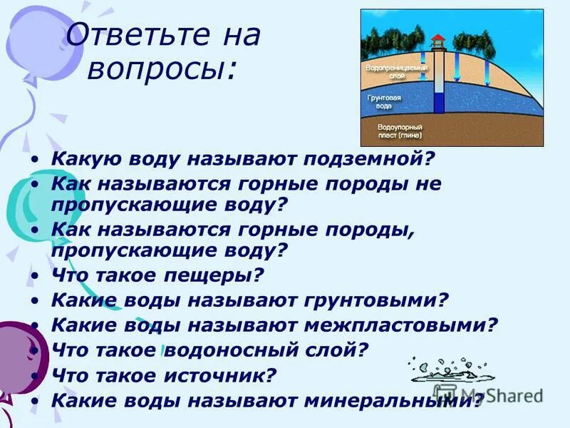 Способность пропускать воду. Горные породы не пропускающие воду. Вопросы на тему вода. Как называются породы не пропускающие воду.