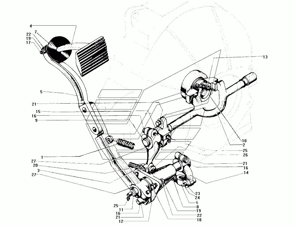 Зил 130 управление. Привод выключения сцепления ЗИЛ 130. Привод выключения сцепления ЗИЛ 131. Привод выключения сцепления ЗИЛ 245. Пружина педали сцепления ЗИЛ 131.