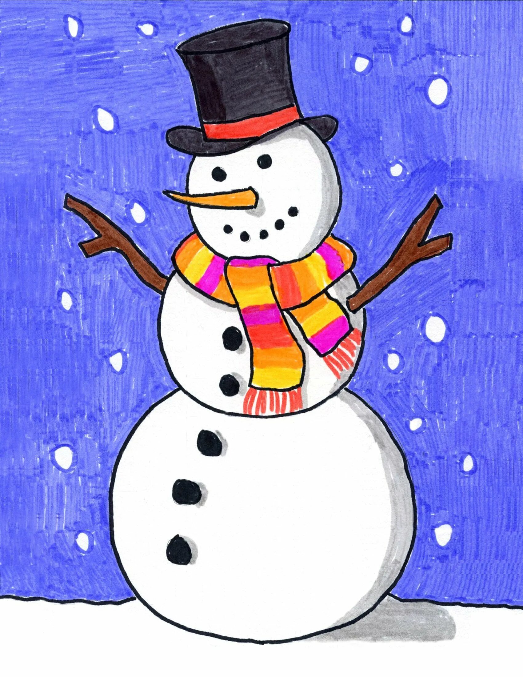 Что нарисовать новогоднее. Снеговик рисунок. Рисование снеговика. Поэтапное рисование снеговика. Рисунок на тему новый год легкий.