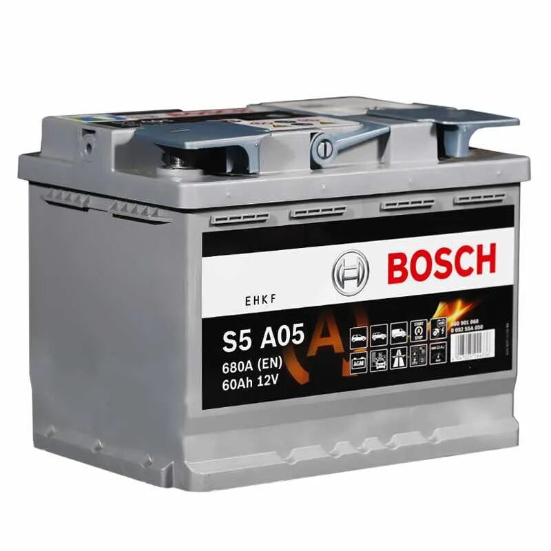 Какой аккумулятор мощнее. Автомобильный аккумулятор bosch s5 a05 agm. автомобильный аккумулятор bosch s6 005 agm. аккумулятор bosch s5 60ah. bosch s5 a05 agm 12в 60ач 680а.