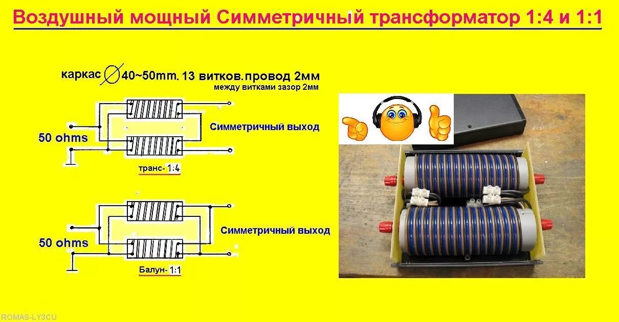 Трансформатор чем больше витков. Воздушный трансформатор Ханса Нуссбаума. Трансформатор балун 1 к 1. Воздушный ВЧ трансформатор для больших мощностей Ханса Нуссбаума dj1uga. Симметрирующий ВЧ трансформатор 1:1.