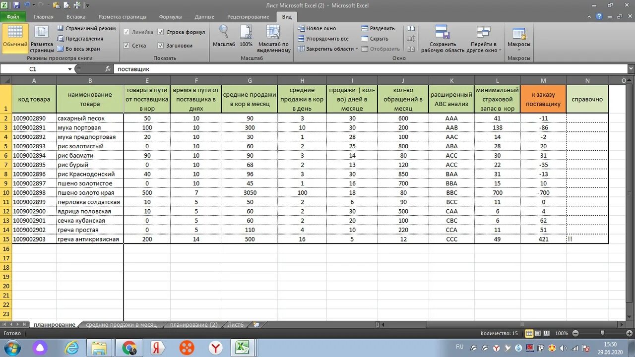 Готовая таблица excel для учета товара