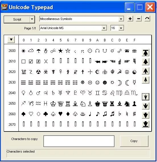 Символы unicode