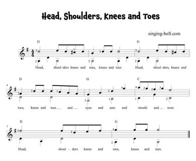 Head shoulders knees and toes sheet music