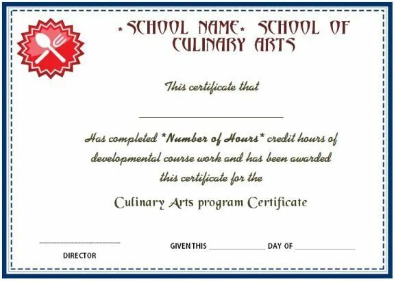 Cook Certificate. Culinary Award Certificate. Cookery Certificate. Cooking Certificate.