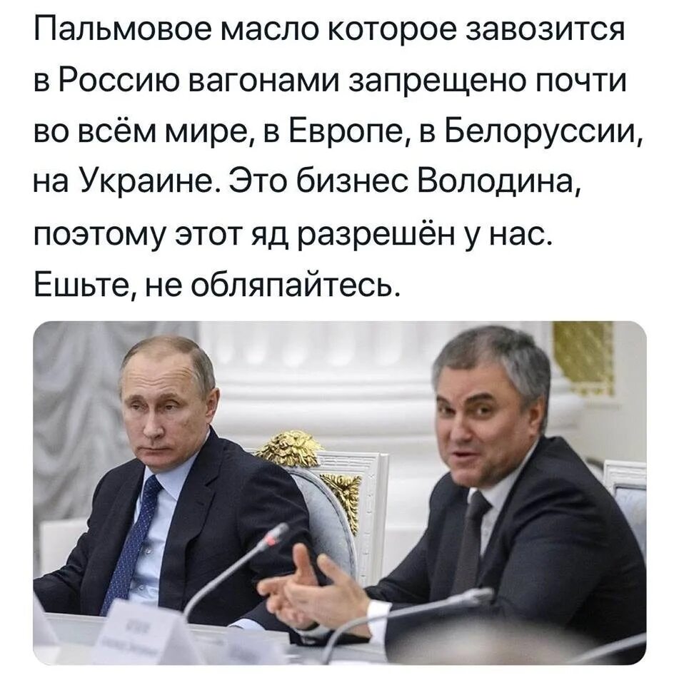 Пальмовый король в россии. Володин травит людей пальмовым маслом. Жириновский предсказал. Володин карикатура. Пальмовое масло демотиватор.