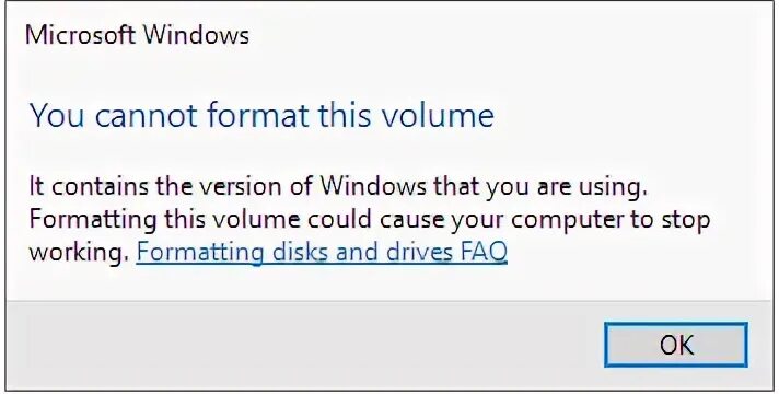 Cannot format