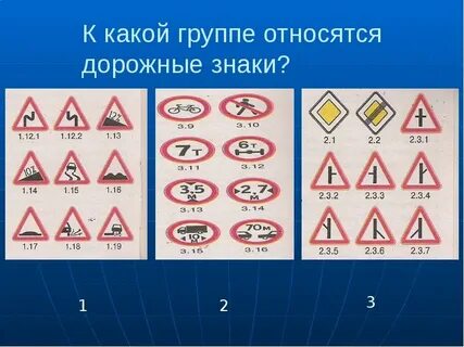 Группа дорожных знаков таблица обж