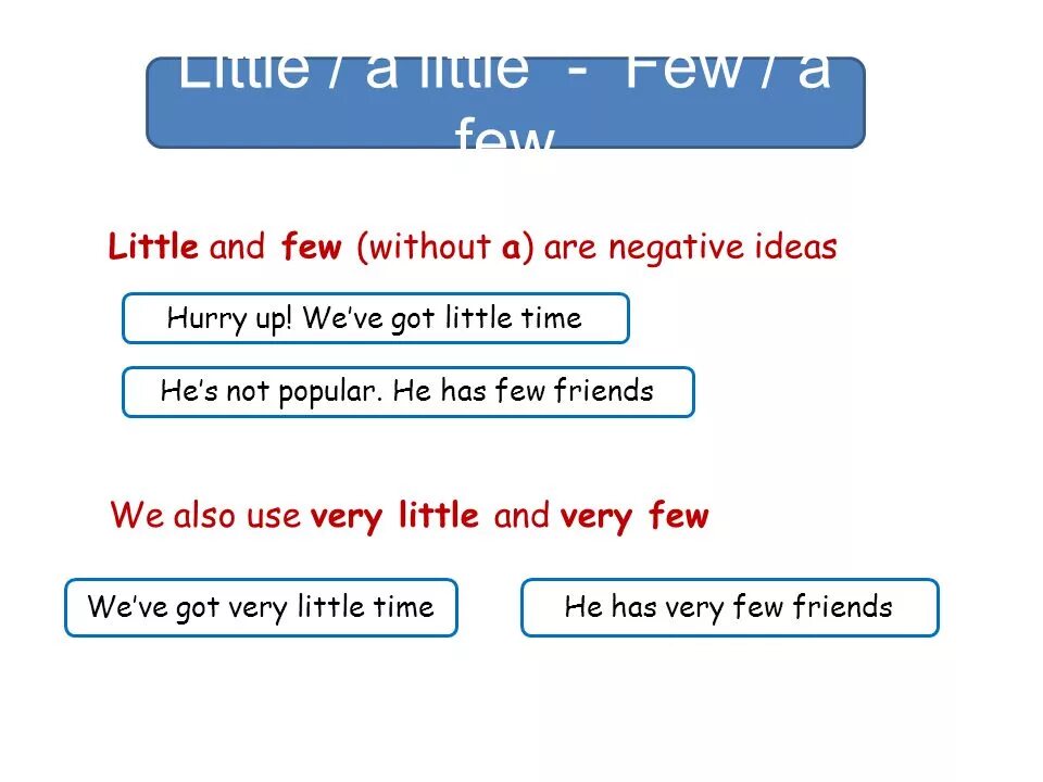 A little time to get. Very few very little правило. a few a little правило. time few или little. very few a few very little.