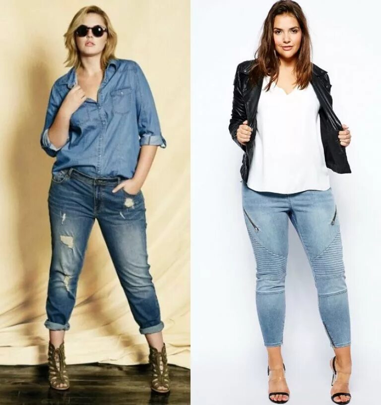 Какие джинсы подойдут яблоку. Прямые джинсы на полных девушках. Укороченные джинсы для полных. Фасон джинс для полных. Джинсы на полную фигуру женские.