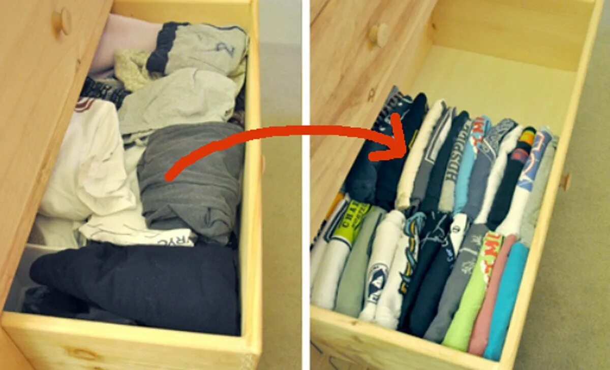 Где прятать сиги. Вертикальное хранение одежды. Аккуратно сложенные вещи. Уложить вещи в шкаф. Складывать вещи в шкаф.