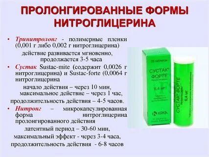 Пролонгированные препараты нитроглицеринового ряда