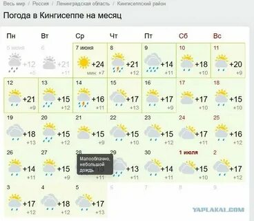 Прогноз погоды на сегодня кингисепп