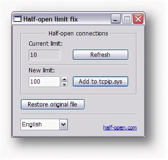 Half-open limit Fix. Limit of half-open TCP connections win 7. Openkylin. Half fix