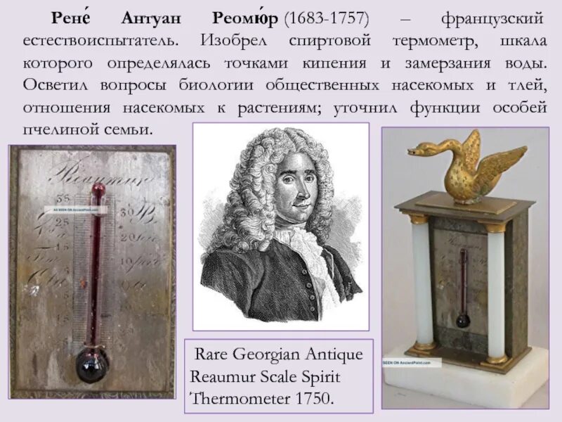 Рене Антуан Реомюр (1683 – 1757). Рене Антуан Реомюр термометр. Рене Антуан Реомюр изобретения. 1710: Термометр: Реомюр, Рене Антуан. История термометра доклад по физике