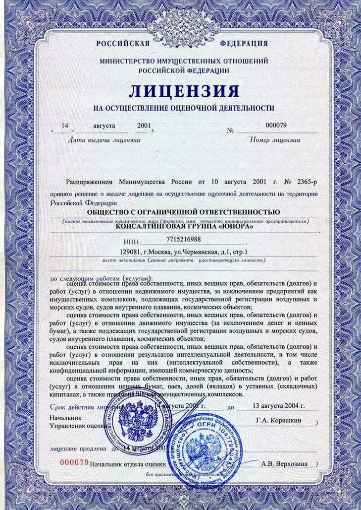Разрешение выдаваемое на осуществление деятельности