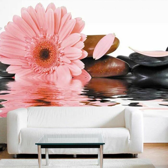 Крупные цветы в интерьере. Фотообои стена и цветы. Фотообои 3д. Фотообои с цветами на стену.
