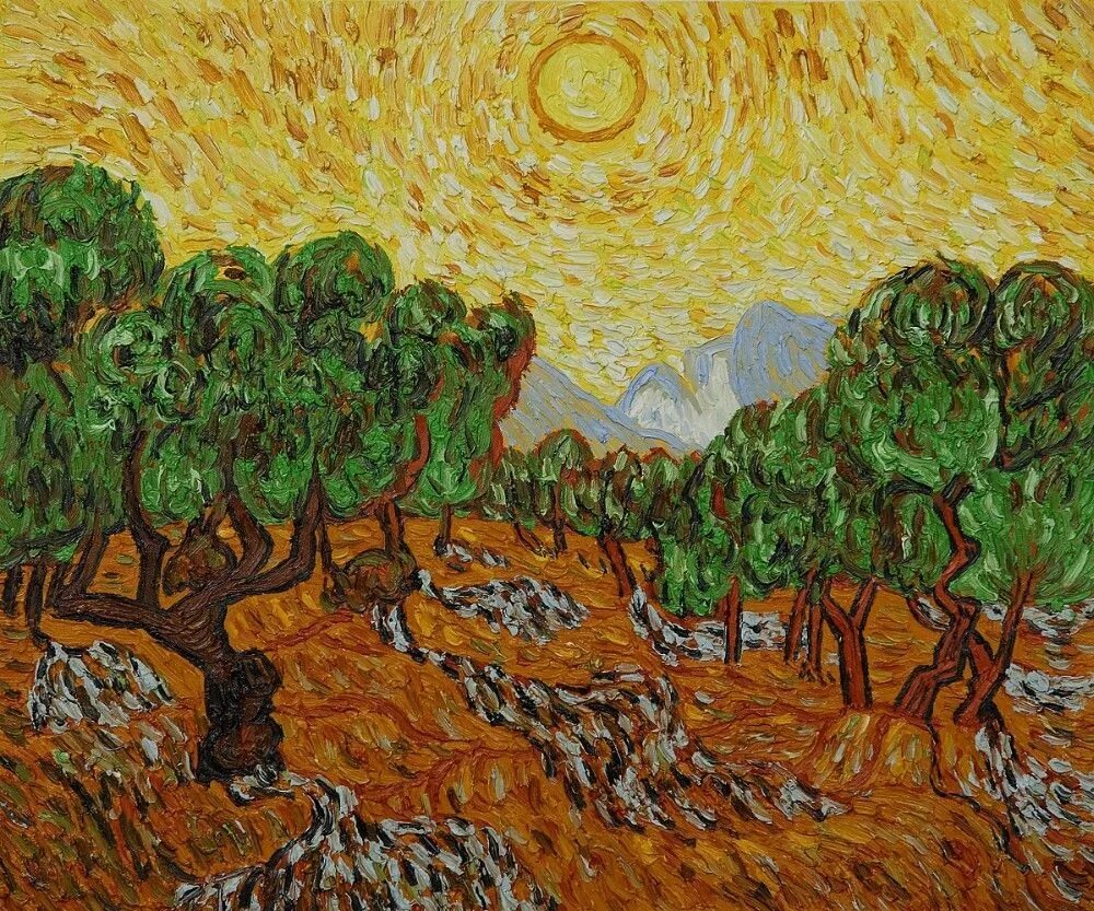 Картина гога. Винсент Ван Гог Olive Trees. Картина Ван Гога оливковые деревья. Пейзаж с оливами Ван Гога. Оливковые деревья Ван Гога 1889.