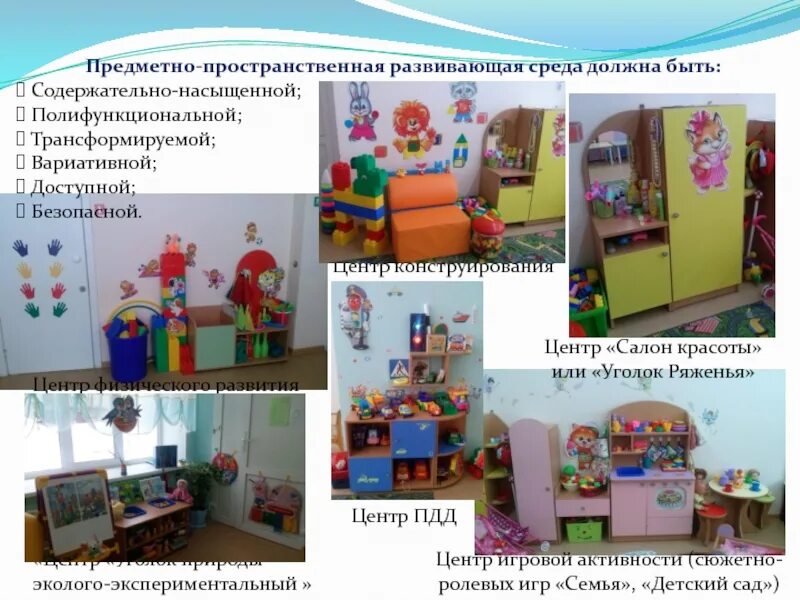 Вариативная развивающая предметно пространственная среда. Развивающая предметно-пространственная среда центр конструирования.