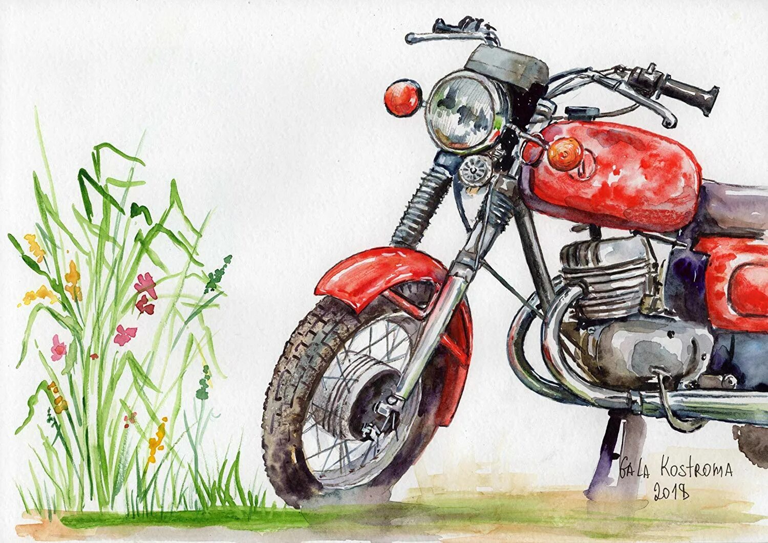 ява 638 рисунок. иж планета 5. мотоцикл акварель. мотоцикл иж планета 5 карандашом. мотоцикл иж планета 5 зарисовка.