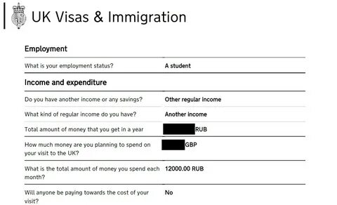 Раздел Employment анкеты на визу Великобритании.