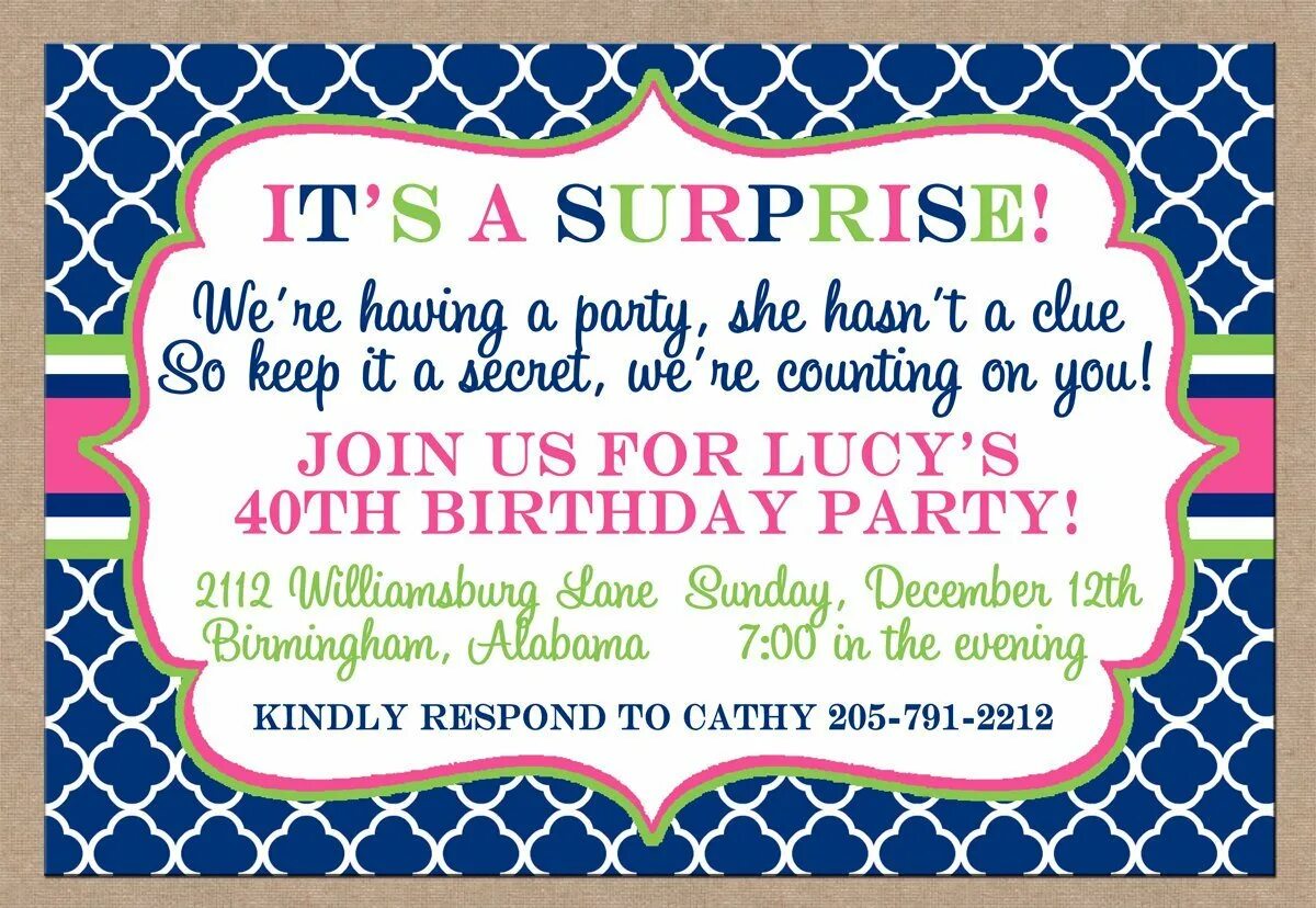 I invite to her birthday party