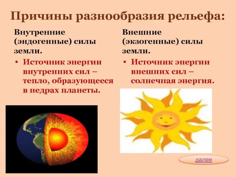 Что относится к внутренним силам земли. Внешние эндогенные силы земли. экзогенные и эндогенные силы земли. причины разнообразия рельефа внутренние и внешние. внешние экзогенные силы земли.