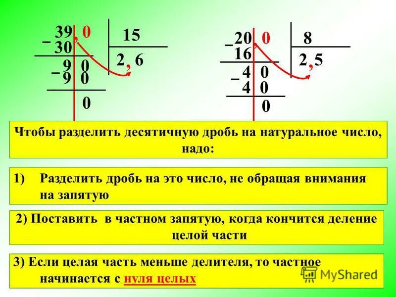Правило деления десятичных дробей на натуральное число 5 класс. Правило деления десятичной дроби на натуральное число. Правила деления десятичных дробей на натуральное число. Деление десятичных дробей на натуральное число примеры.