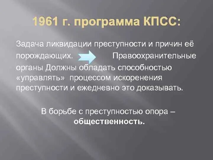 Программа кпсс 1961 г. Программа борьбы с преступностью. вывод программы кпсс 1961 г. задачи кпсс.