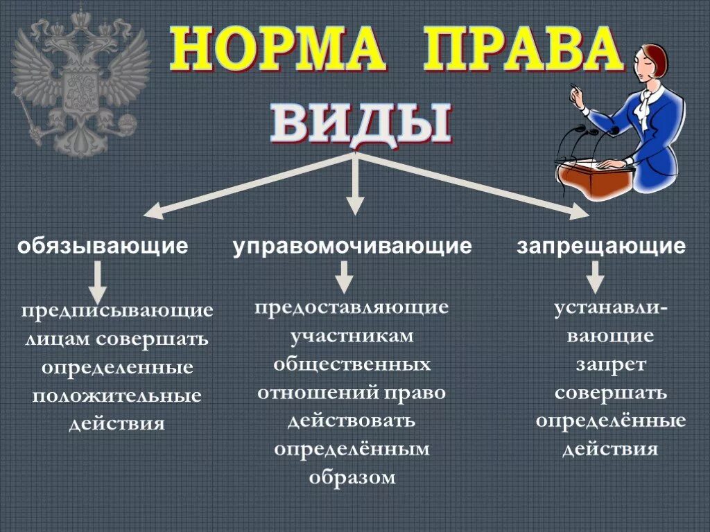 Виды норм законодательства. Запрет совершения определенных действий