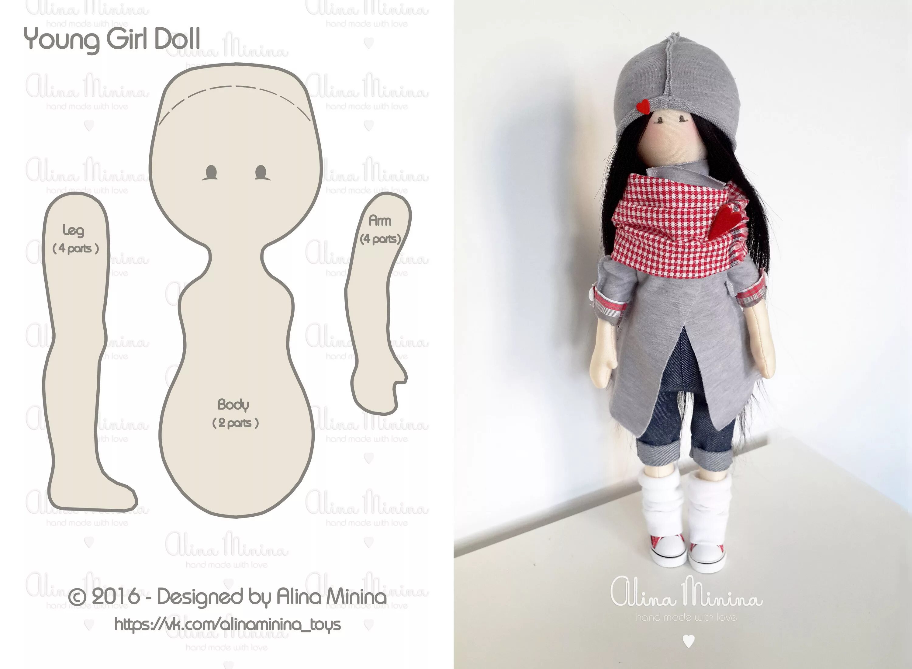 Выкройки кукол своими руками: тряпичная кукла просто и быстро Fabric doll patter
