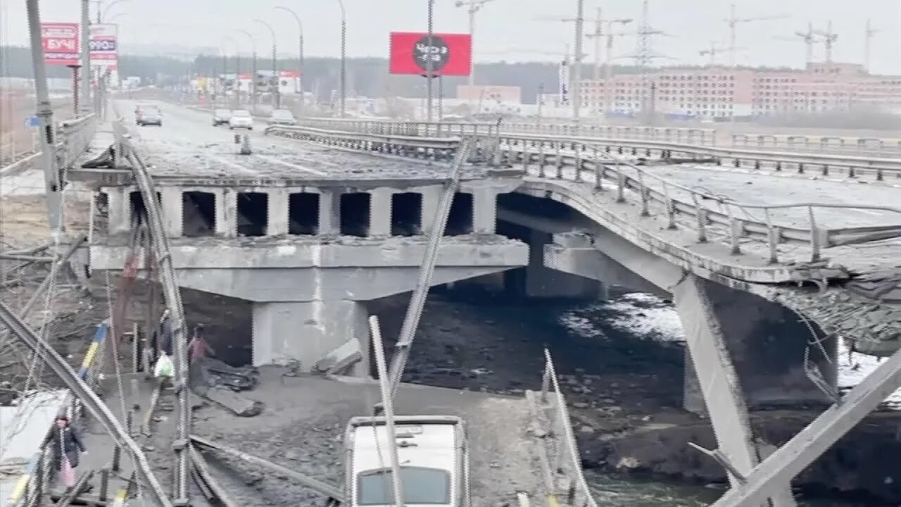 Bridge destroyed. Мост через ирпень. a look at kherson&#039;s destroyed bridge.