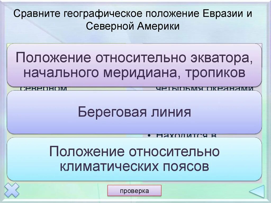 Различия географического положения евразии и северной америки