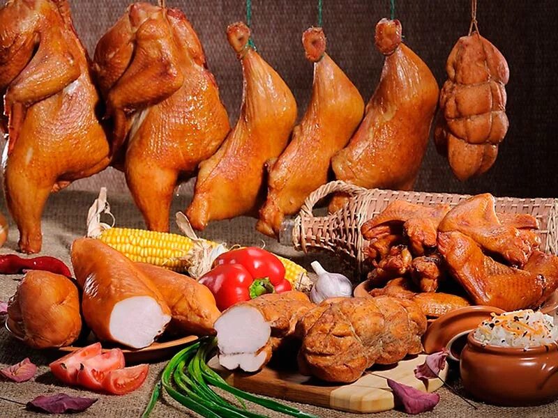 Poultry meat. Копченое мясо. Мясные копчености. Копченые продукты. Копчение.