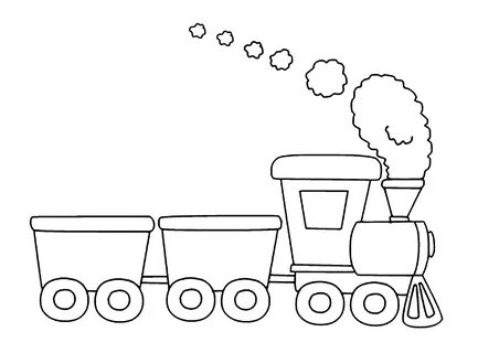 Steam train: one locomotive and two wagons - Transport Coloring Pages for Kids