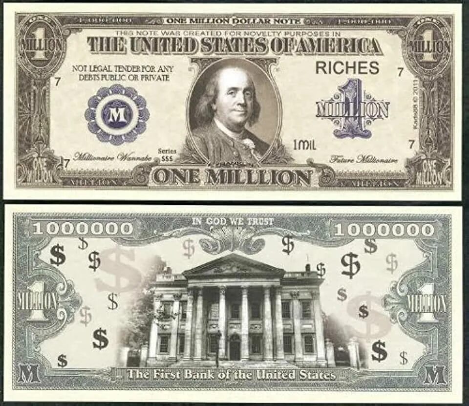 Один доллар сша банкнота. Банкнота 1 доллар США. Долларовая купюра 1 миллион. Купюра 1 миллион долларов США. Банкнота 1000000 долларов США.