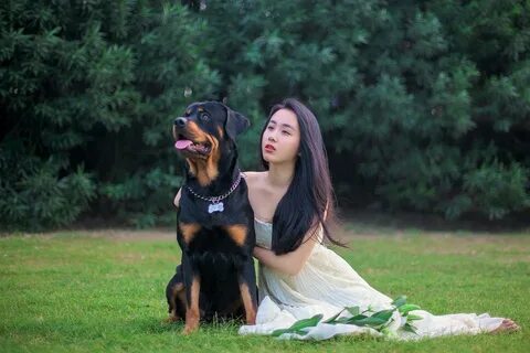 Asian girl with dog - Sarx.